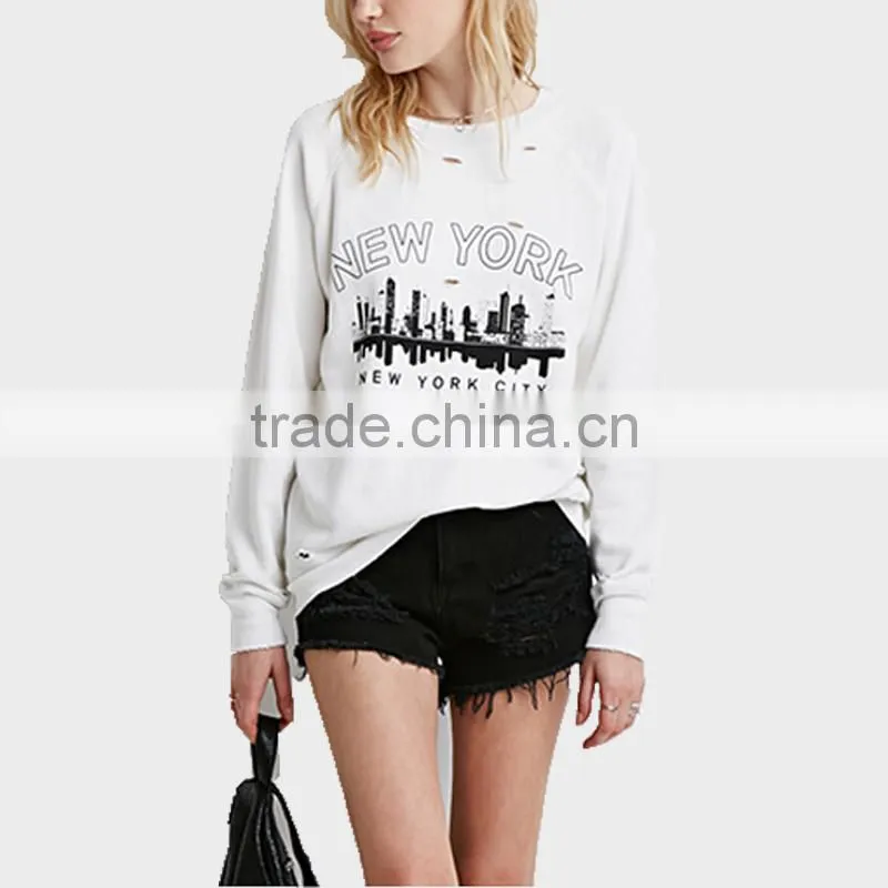 2015 Ladies New Fashion Hole Sweater 100%Jersey Sweater