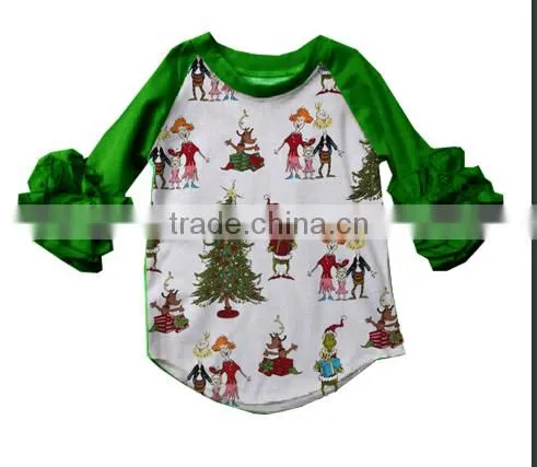 new wholesale kids clothing baby girls long sleeve deer raglan shirt toddler girls tee shirt for christmas