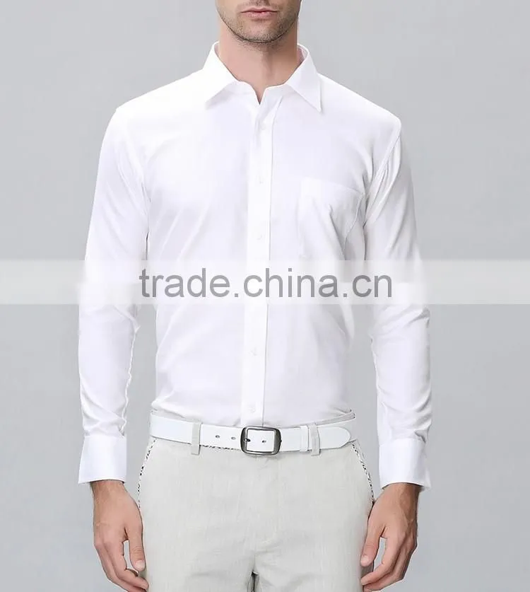 Wholesale pure cotton white shirts for men stylish quality men office shirts