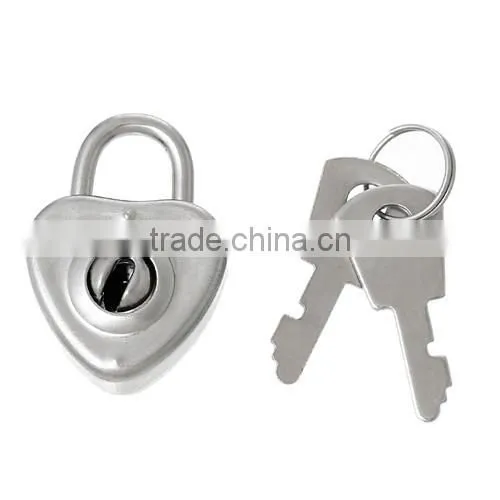 Silver Tone Jewelry Box Locks Heart Latch With 2 Keys 3.1cmx2.2cm