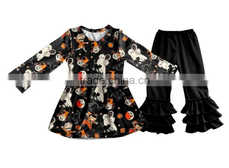 Newest Toddler ruffle pants Children Boutique Halloween Clothing Sets Kids Outfits Fall Baby Girl Clothes