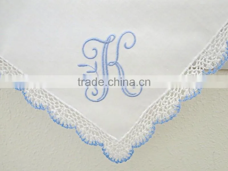 plain white cotton linen embroidered wedding napkin
