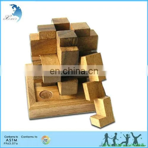 Educational Chinese Square Block Cube 3D Wooden Puzzle