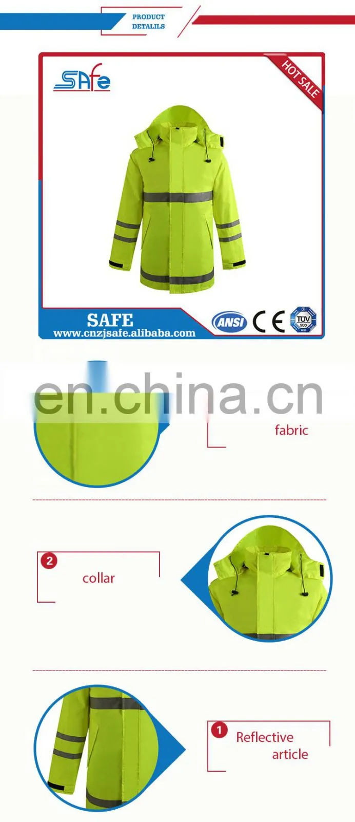 wholesale safety reflective raincoat for rain
