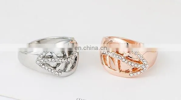 Engagement Women Rings Jewelry Gold Color Fashion White AAA CZ Cubic Zirconia Leaves Ring For Female Wedding Gift