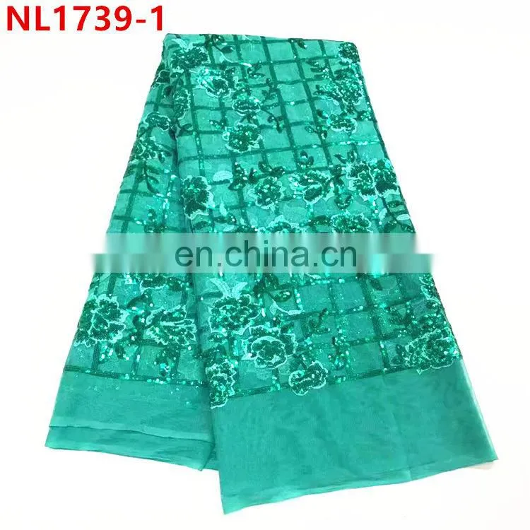 Flower design african lace fabric sequins net lace fabric 5yard/ pieces tulle net lace fabric for women dresses
