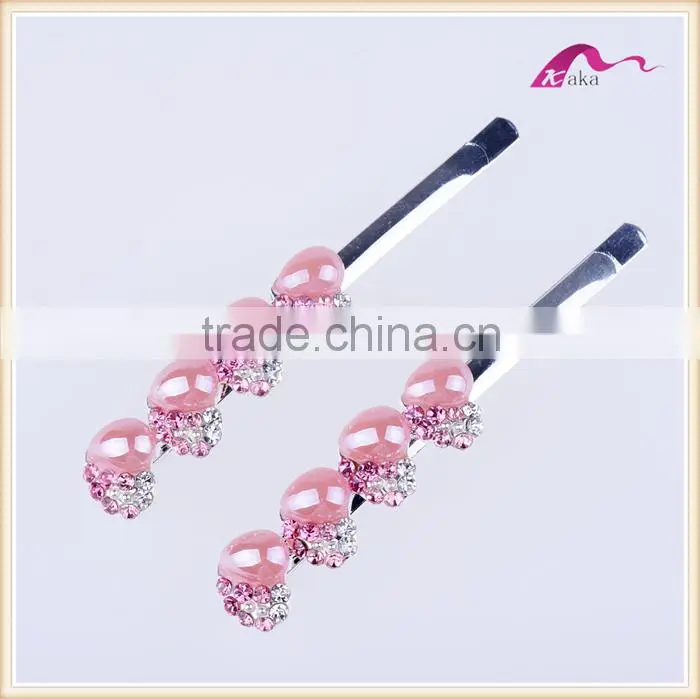 Yiwu Factory Price Multi Colors Hair Grips Top Quality Metal Crystal Rhinestone Decoration Ceramic Beads Hair Clips