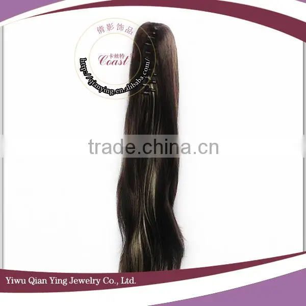 claw clip brown curly weave synthetic ponytails hairpieces