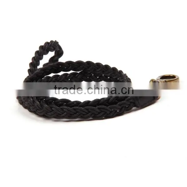 2015 China factory handmade key holder fashion neck hanging wholesale leather black key chain