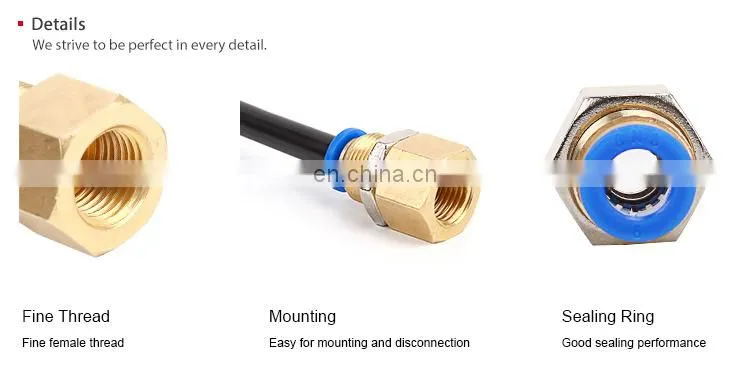 SNS SPMF Series Pneumatic Straight Female Thread Bulkhead Quick Connect Pipe Fittings Tube Joints