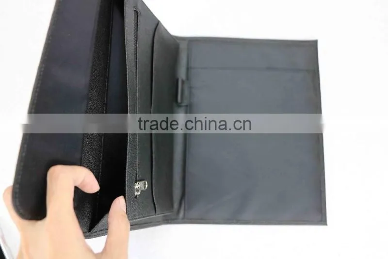 Wholesale High Quality Custom Black Color Genuine Saffiano Leather Office File Bag Document Folder Notebook