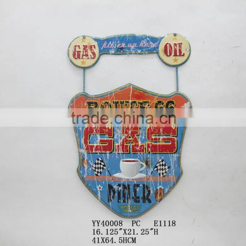 vintage metal sign-embossed wall decor-moto gas