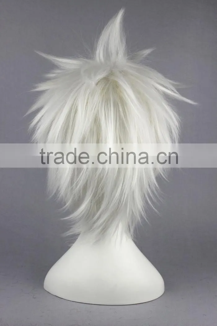 High Quality 35cm Short Straight DEATH NOTE Wig Nate River White Synthetic Anime Wig Cosplay Costume Hair Wig Party Wig