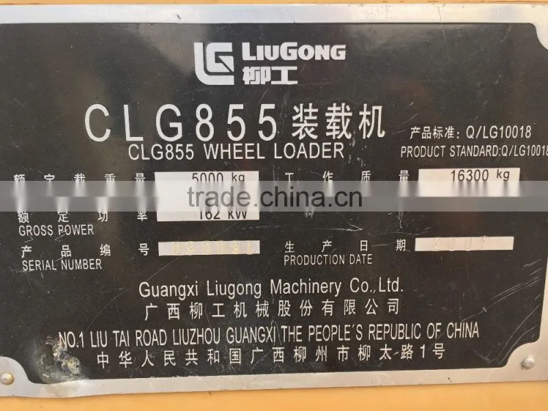 Used liugong wheel loader 855, very cheap price