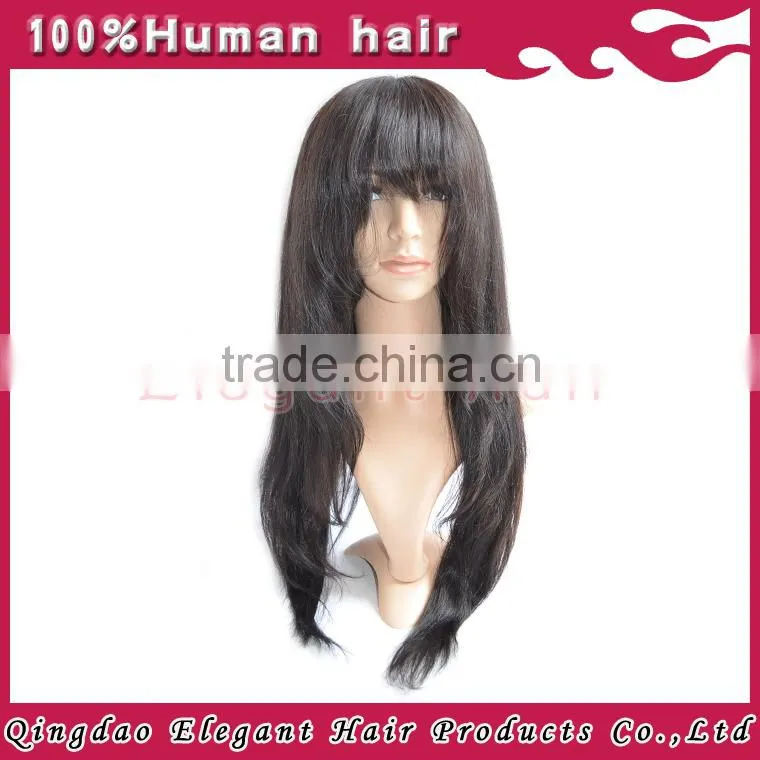 New arrival high quality silky straight human hair silk base malaysian hair full lace wig with bang