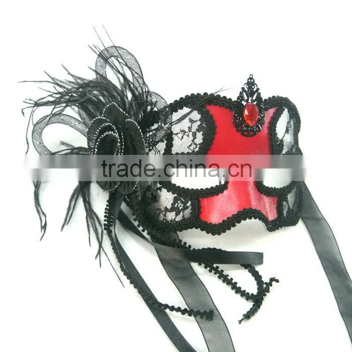 Red Leather Masquerade Lace Masks