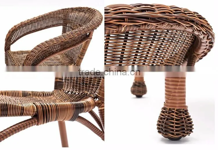 Outdoor Leisure Balcony Metal Coffee Table Rattan Dining Chair Rattan Cane Furniture