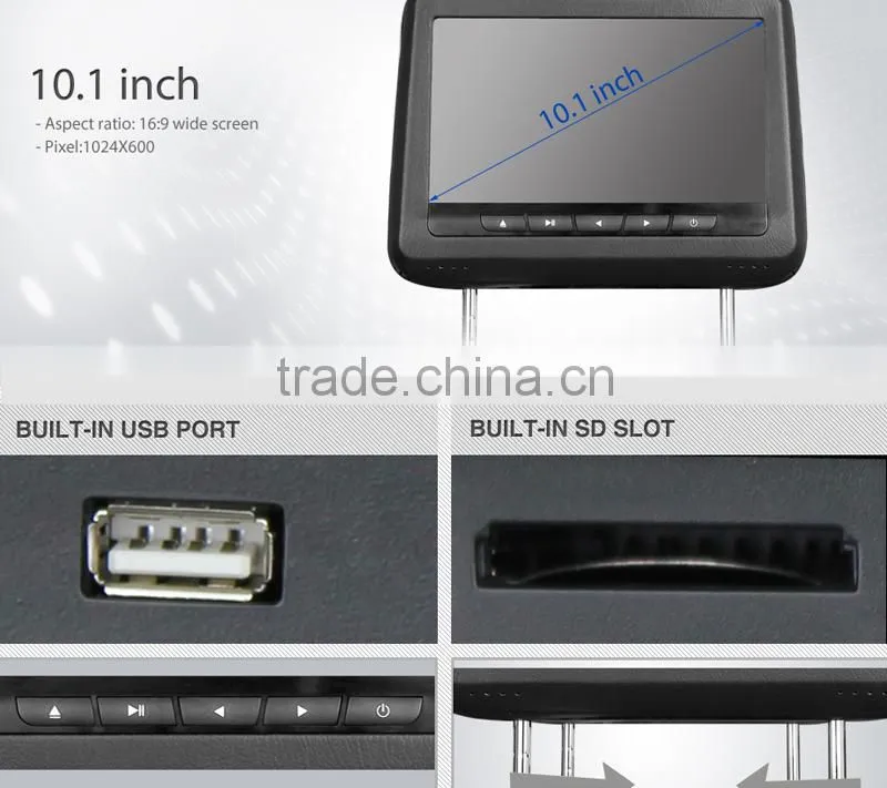 10.1 inch car Headrest DVD with HDMI and wireless display