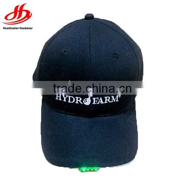 Custom cotton 6 panel embroidery LED baseball hats
