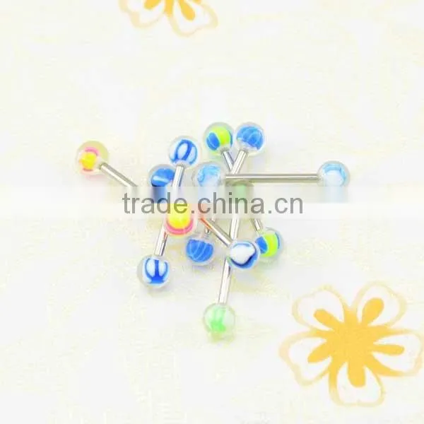 Top quality steel bar camouflage resin ball personalized cheap tongue rings
