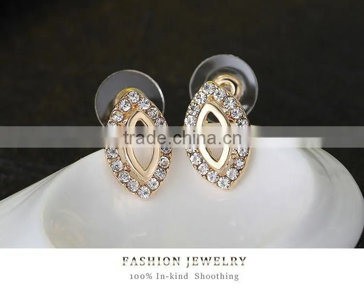 Royal Noble Geometric Oval Hollow Crystal Gems Drop Pendant Decoration Necklace Elegant Jewelry Set For Braid Wedding Accessory
