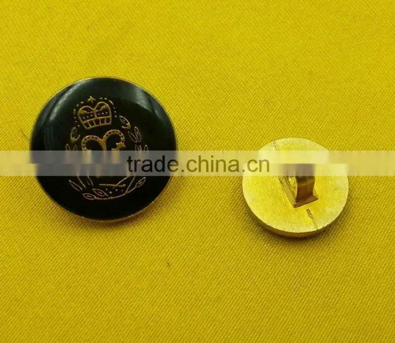 Black Enamelled Metal Shank Button For Dress --- MJ3689