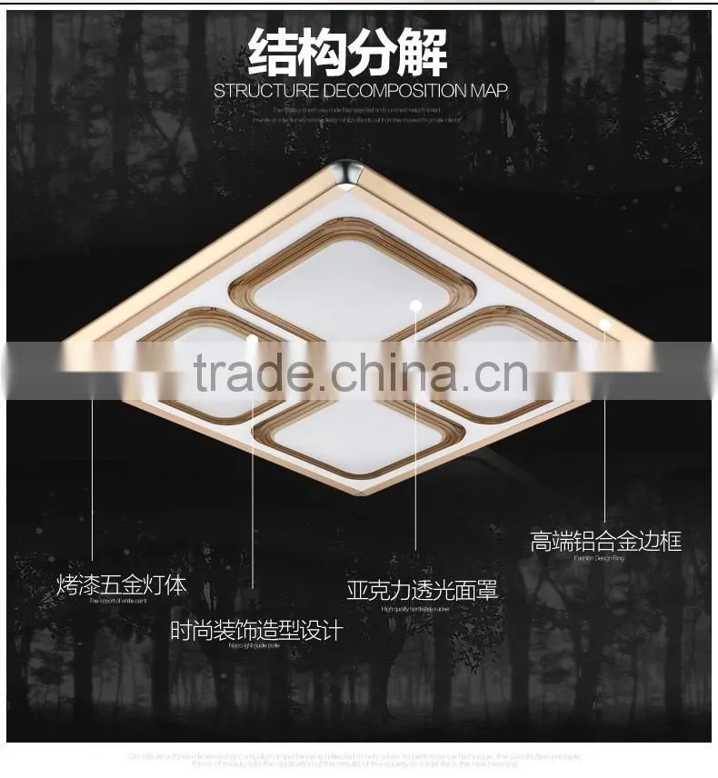 Square aluminum acrylic ceiling mount led lighting, house living ceiling light