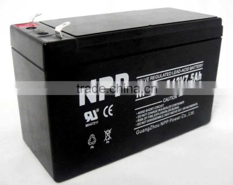 maintence free sla 12v 7.5ah ups battery for security system