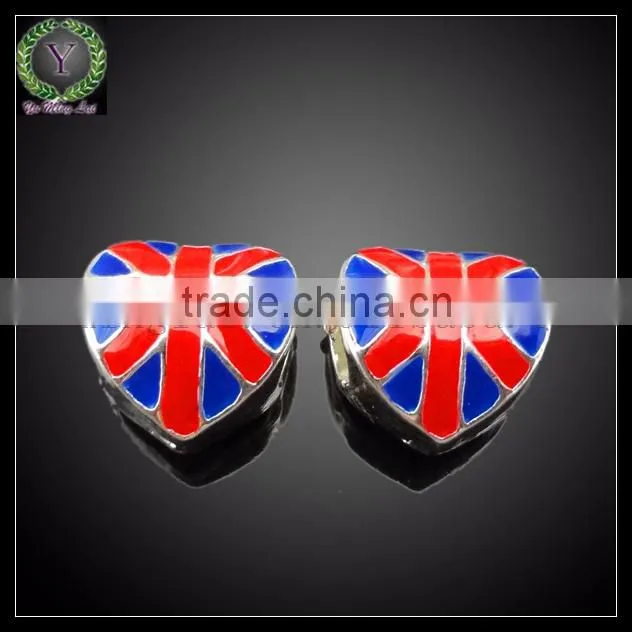wholesale metal Slide cute USA flag heart shape pendant for necklace