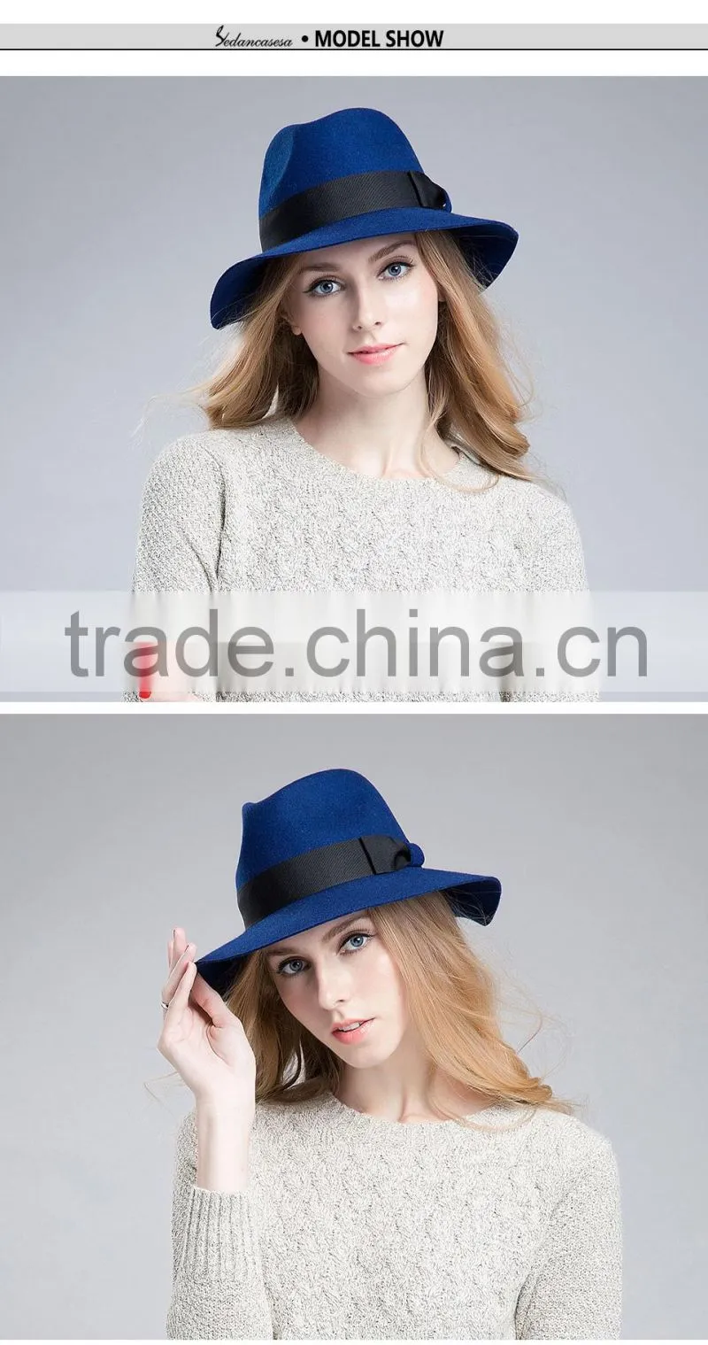 Custom Wide Brim Wool Felt Hat Wholesale Women Men Fedora Hat