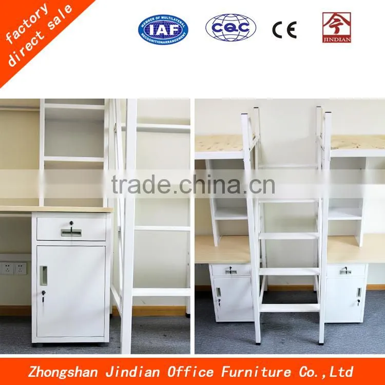 Modern Cheap School Furniture Metal Dormitory Bed With Computer Desk And Cabinet