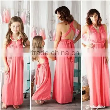2015 hot selling family clothes, mother and child/daughter dress clothing design set, mommy and me maxi dress
