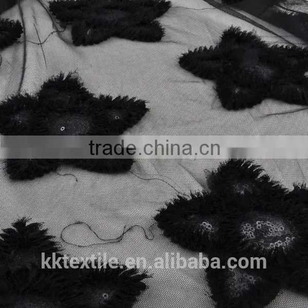 Fashion 3mm sequin inside solid star chiffon fabric