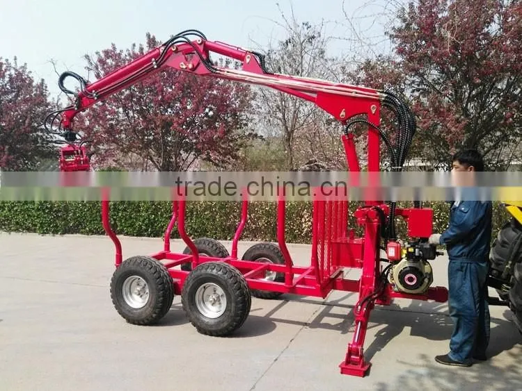 logs trailer with crane with telescopic crane