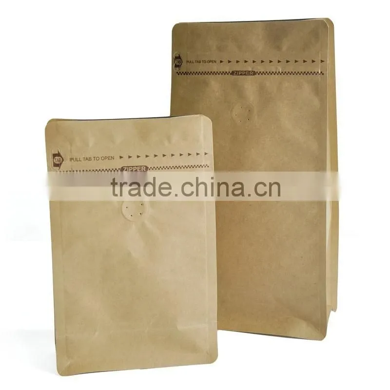 Gravure Printing Plastic lined Kraft brown paper coffee bag
