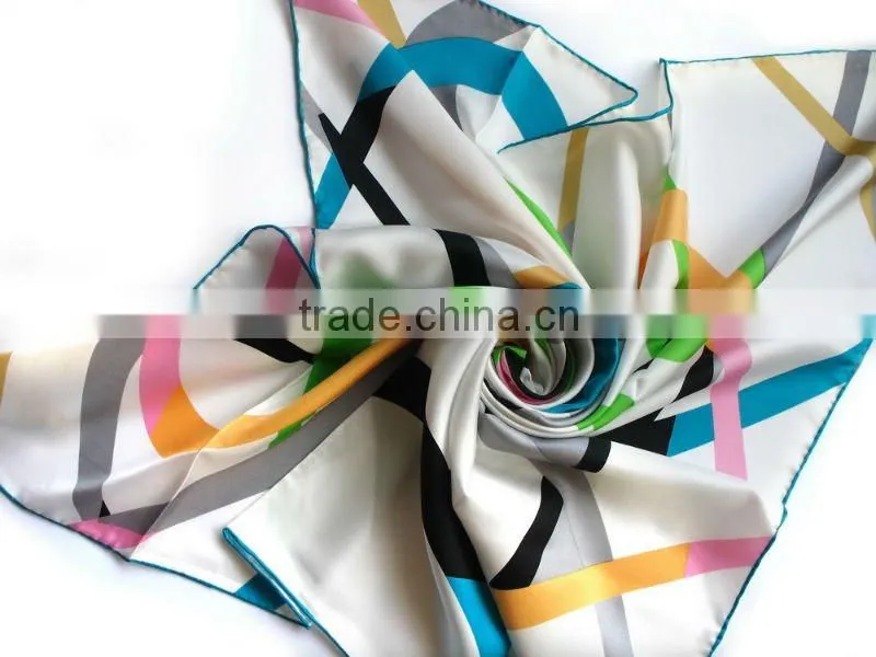 Superior Silk Twill Foulard Square Scarves Colorful