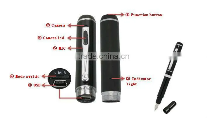 JVE-3102B-2 HD video pen camera fashion pen 1080p new pen digital