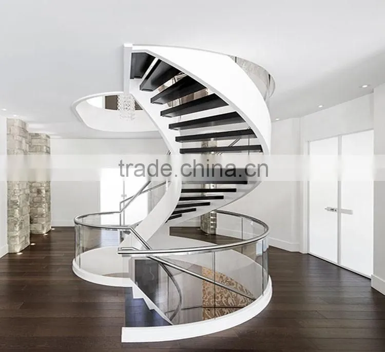 hotel lobby curved stainless steel glass staircase