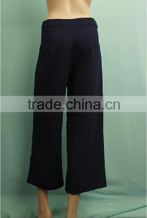 Plain dyed OEM service formal wear women 100% cotton 3/4 pants