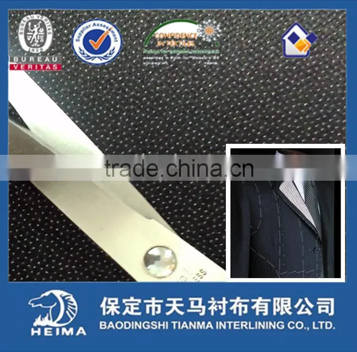 High class 1/3 weave twill woven fusible interlining fabric 8312 for men's suit