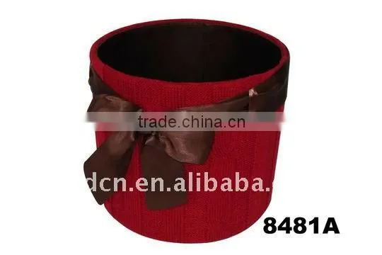 Knit Storage Basket with Satin Bow Decoration