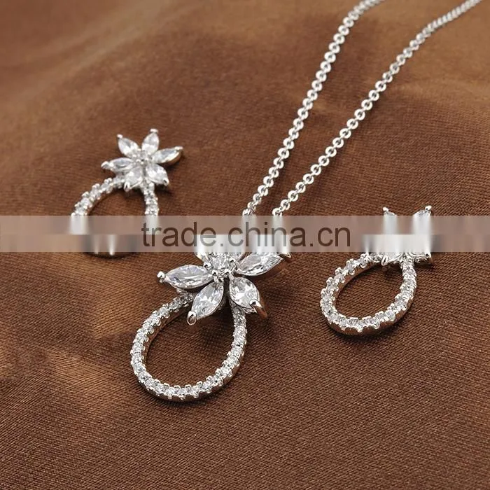 Wholesale Alibaba Silver Cubic Zirconia Jewelry Set