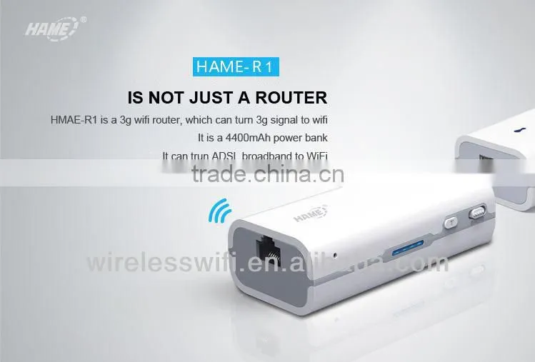 wireless router 3g hotspot pocket wifi with 4400mAh power bank