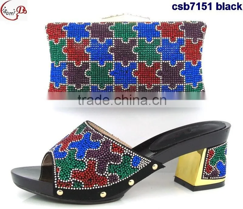 CSB7150 blue sandals with high quailty low price hot selling beautiful lady high heel shoes match bag