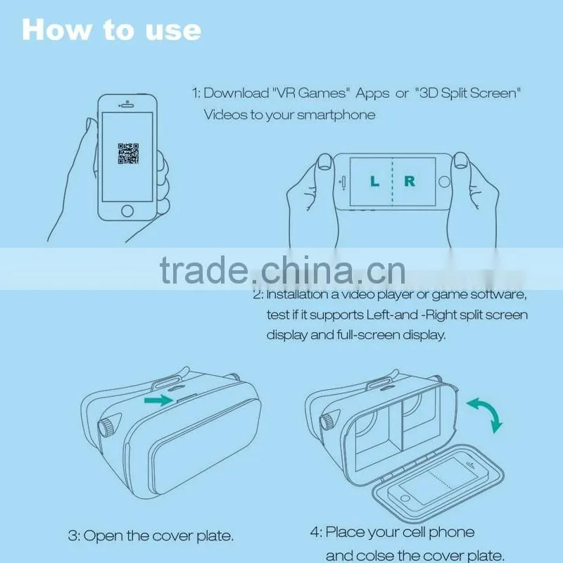 China supplier wholesale 3 gerneration virtual reality VR 3D glasses