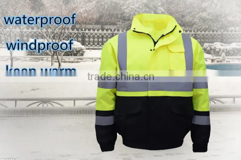 yellow high visibility reflective warm windproof waterproof winter riding jacket