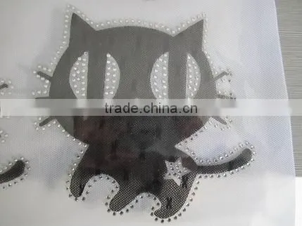 laser cutting black cat with rhinestone transfer iron on garments