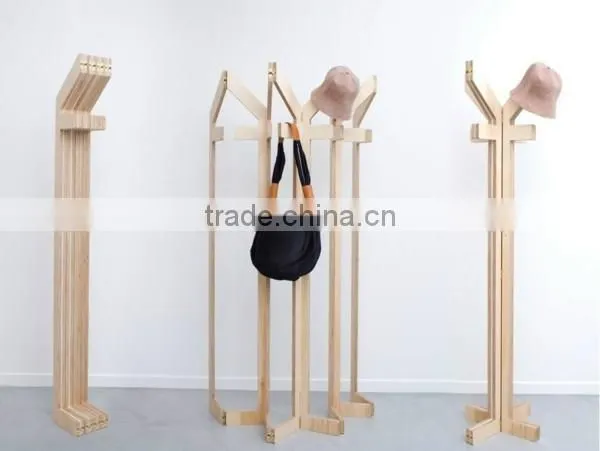 new design bamboo fold clothes tree rack Bamboo Cloth and hat Hanger Stand wholesale