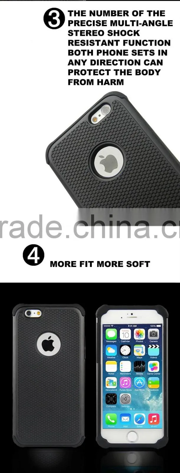 Fashion 2 in 1 Armor mobile cell phone case for iphone 6 6s PC+TPU cell phone cover