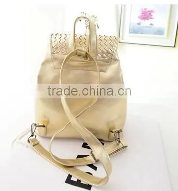 New design white backpack knit lines leather backpack fashion hot sale backpack